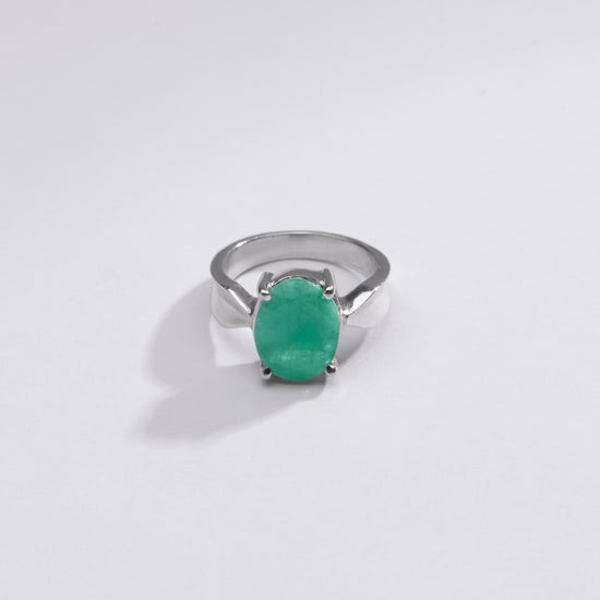 Radiant Green Emerald (Panna) Ring in 925 Silver – #1136N4 - Myra