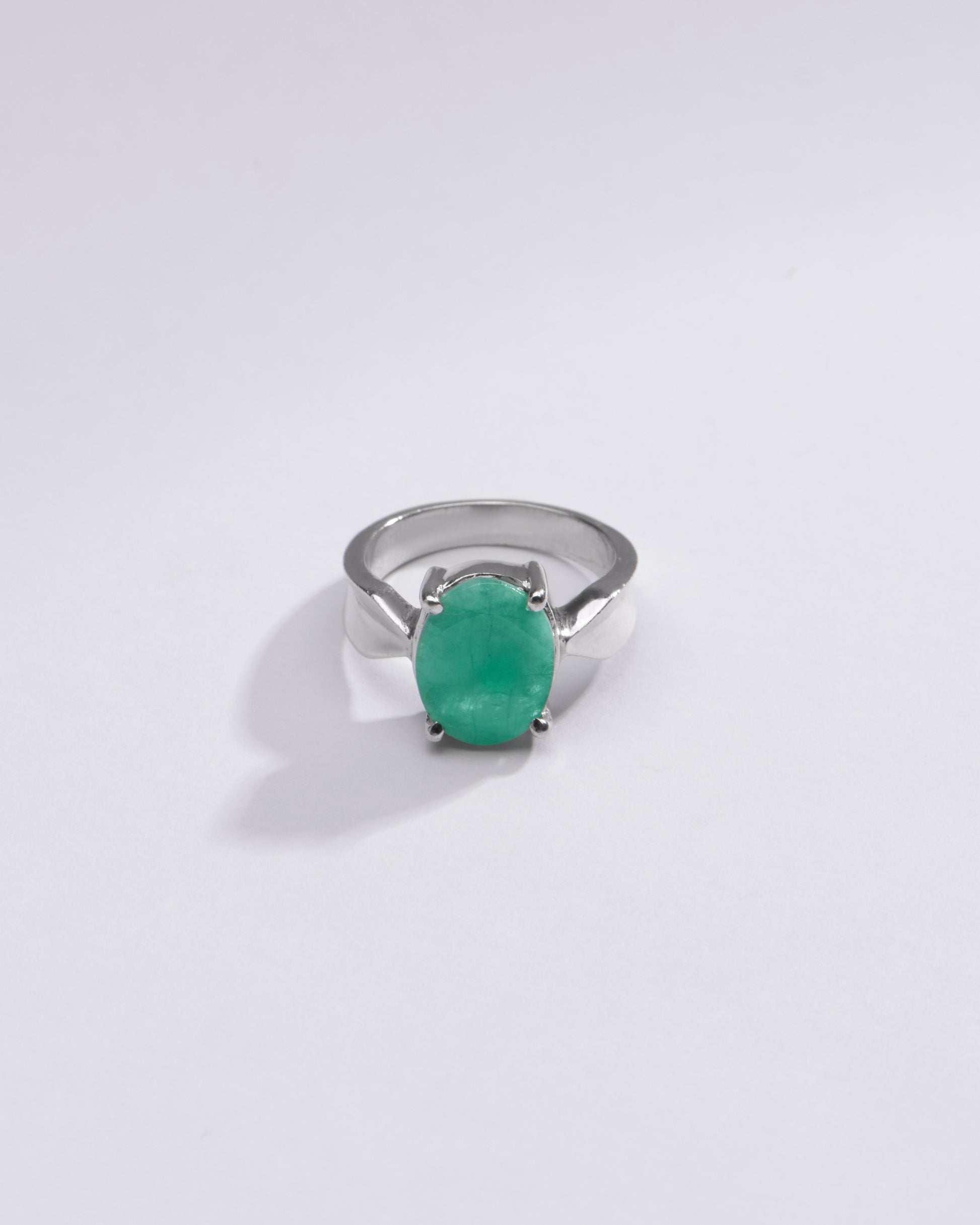 Radiant Green Emerald (Panna) Ring in 925 Silver – #1136N4 - Myra