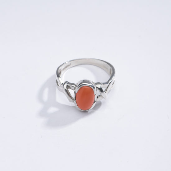 Classic Red Coral (Moonga) Ring in Sterling Silver - #1210 - Myra