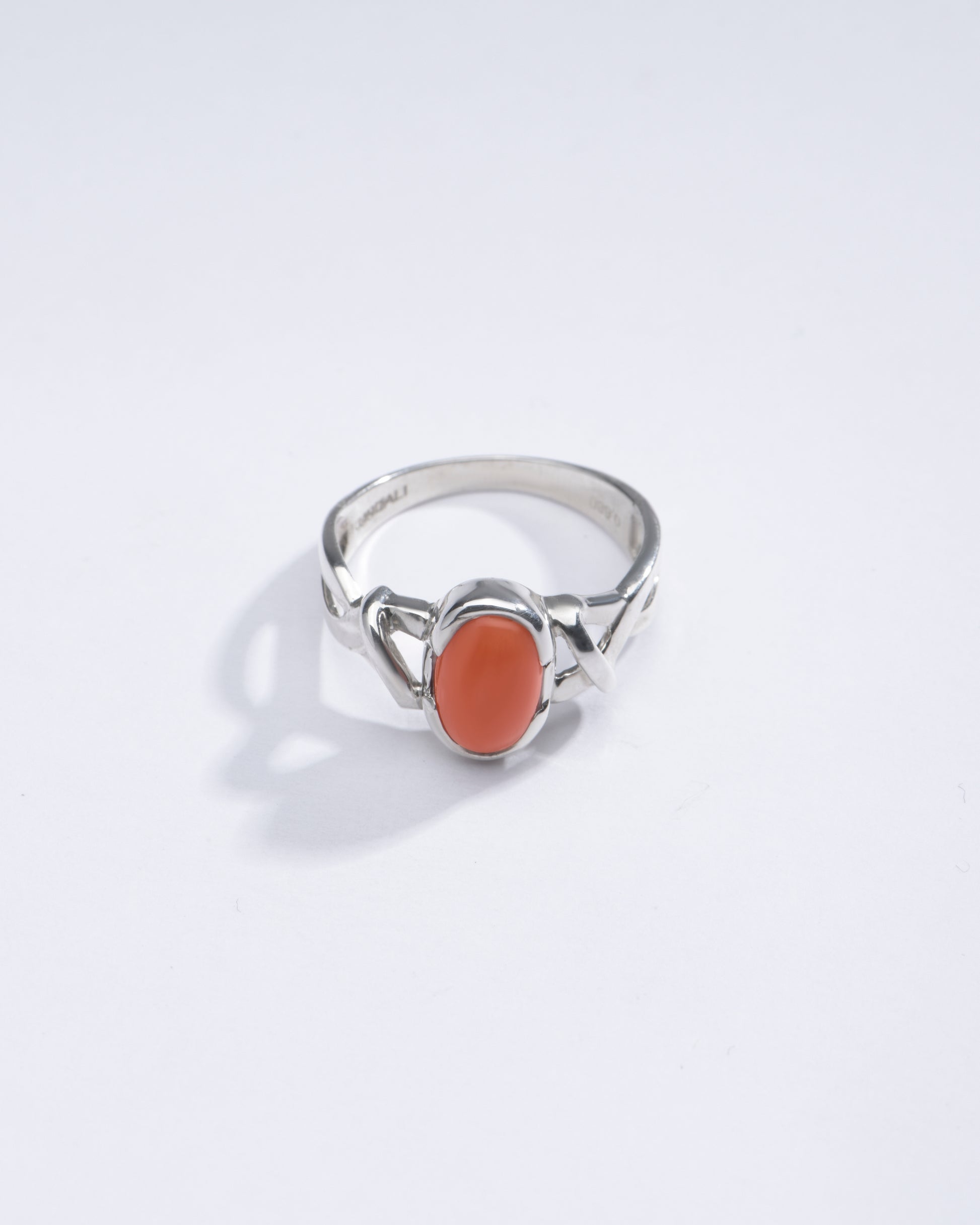 Classic Red Coral (Moonga) Ring in Sterling Silver - #1210 - Myra