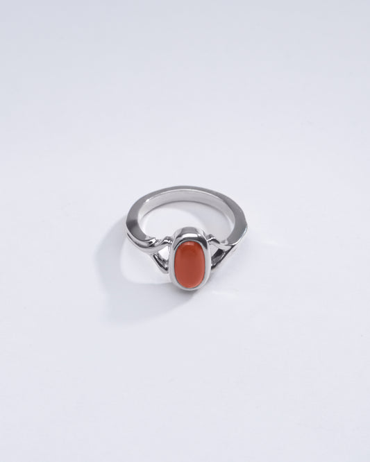 Essential Coral (Moonga) Ring in 925 Sterling Silver - Shakti