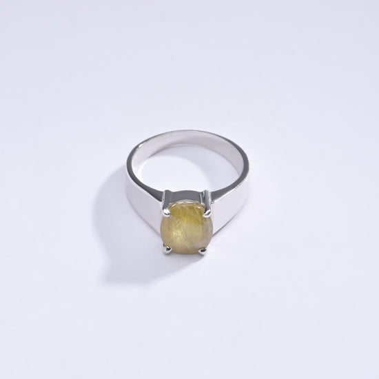 Natural Yellow Sapphire (Pukhraj) Ring in Sterling Silver – #1224N4 - Myra