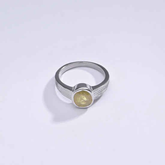 Bold Yellow Sapphire Pukhraj Ring in Silver from Myra Gems