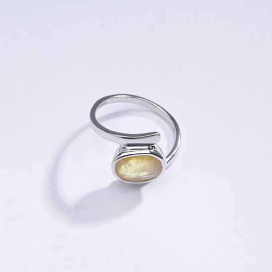 Radiant Yellow Sapphire (Pukhraj) Ring in 925 Silver – #1138B - Myra