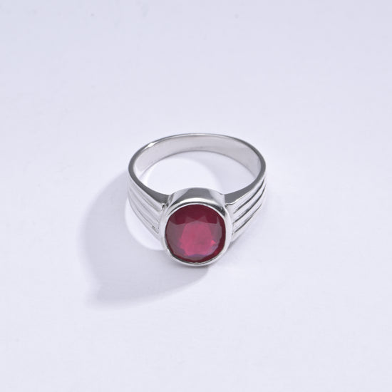 Classic Ruby (Manik) Ring in 925 Silver - #1228B - Myra