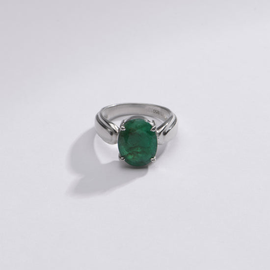 Classic Emerald (Panna) Ring in Sterling Silver – #1101N4 - Myra