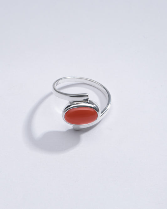 Radiant Coral (Moonga) Ring in 925 Sterling Silver - Shakti