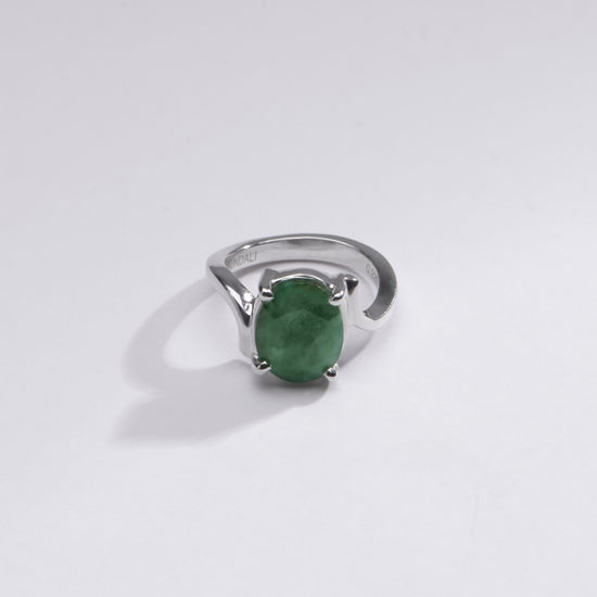 Elegant Green Emerald (Panna) Ring in 925 Silver – #1152N4 - Myra