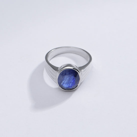 Classic Blue Sapphire (Neelam) Ring in 925 Silver – #1228B - Myra