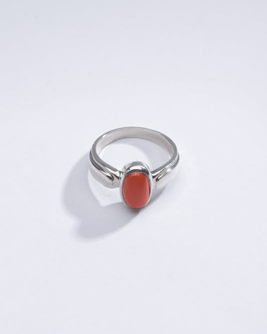 Timeless Coral (Moonga) Ring in 925 Sterling Silver - Shakti