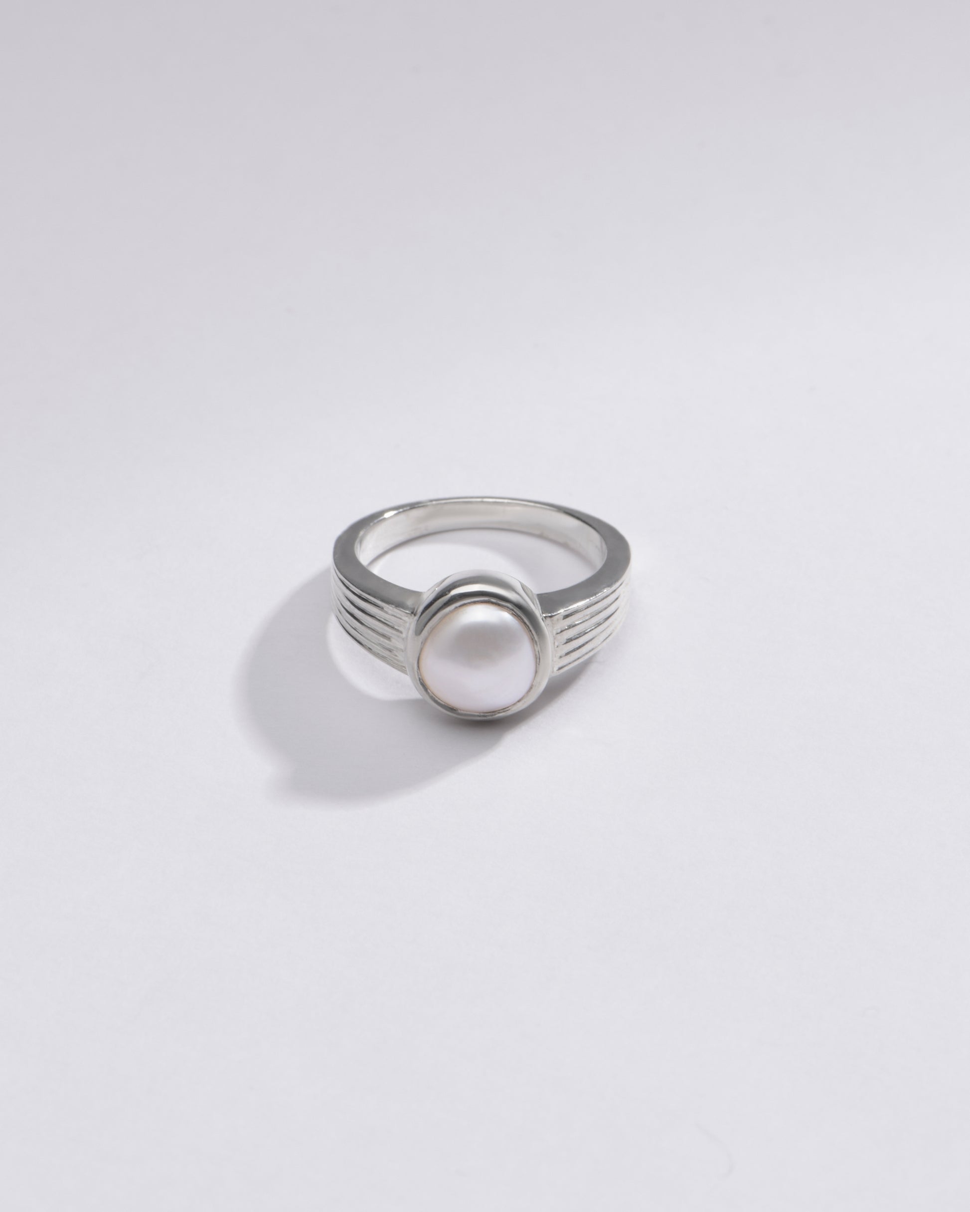 Genuine Pearl (Moti) Gemstone Ring in 925 Silver - #1225 R - Myra