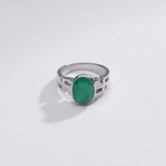 Genuine Emerald (Panna) Ring in 925 Silver – #1283B - Myra