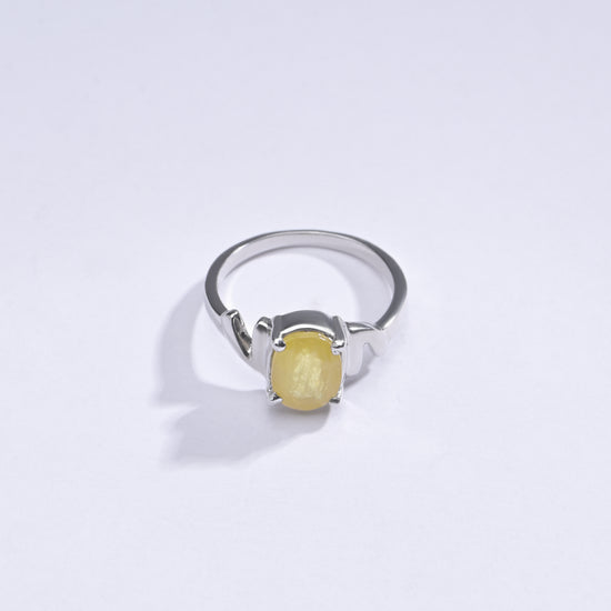 Classic Yellow Sapphire (Pukhraj) Ring in Sterling Silver – #1196N4 - Myra