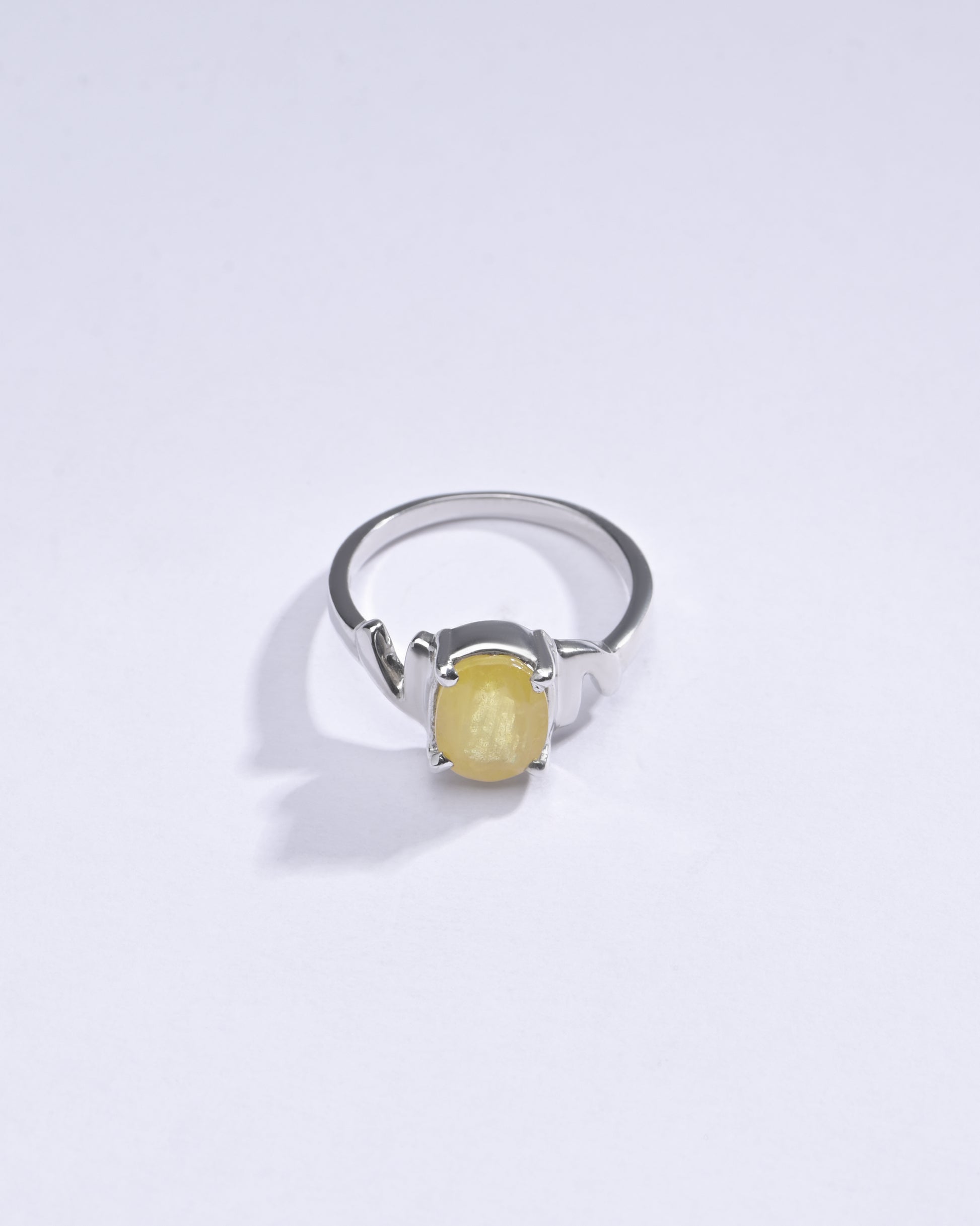 Classic Yellow Sapphire (Pukhraj) Ring in Sterling Silver – #1196N4 - Myra
