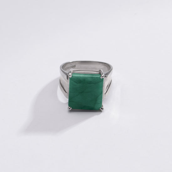 Radiant Emerald (Panna) Ring in 925 Silver – #1111N4 Sq - Myra