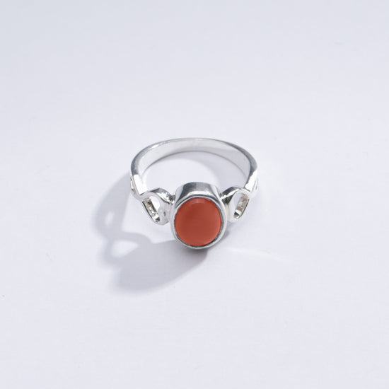 Authentic Red Coral (Moonga) Ring in Sterling Silver – #1220 Ov - Myra