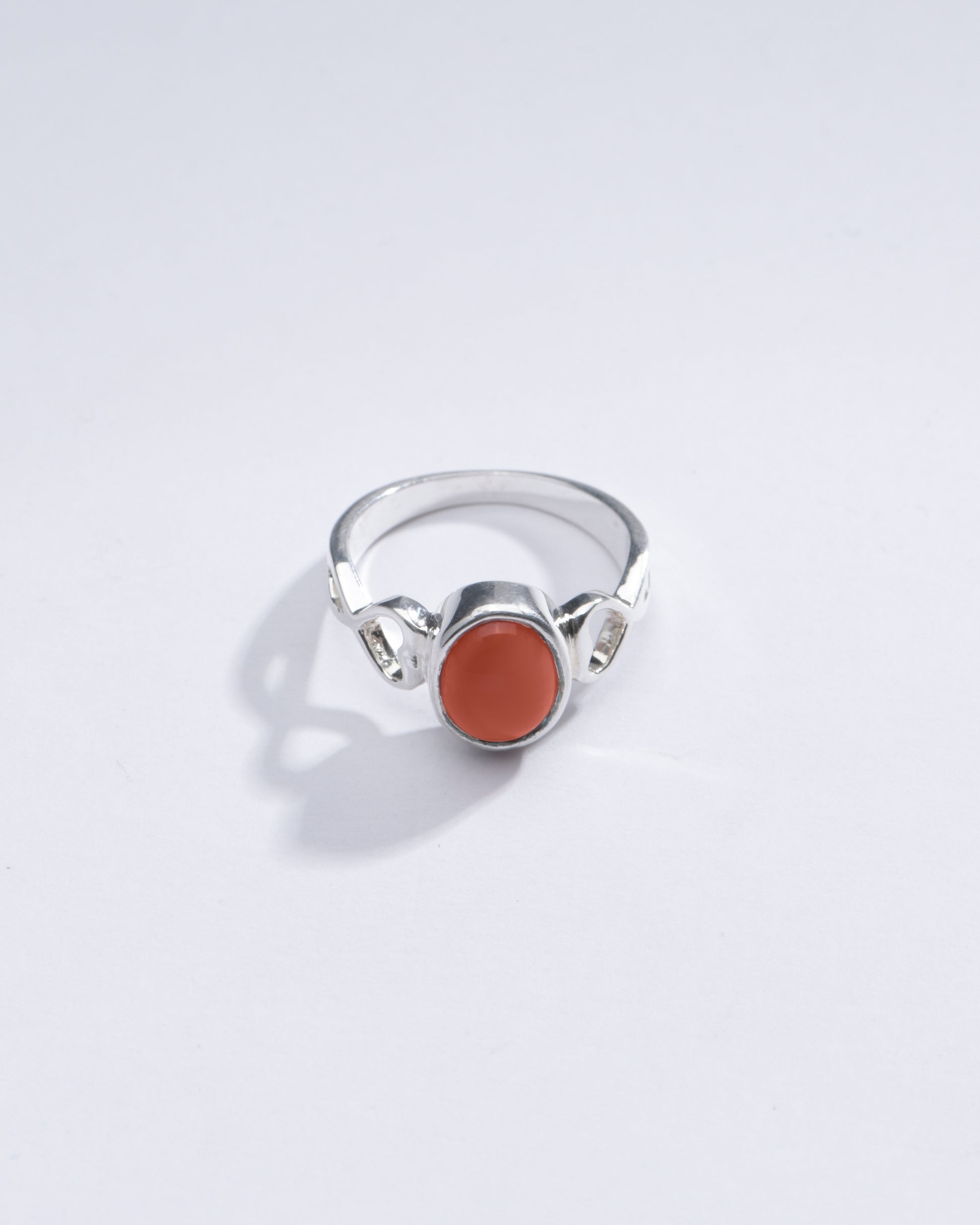 Authentic Red Coral (Moonga) Ring in Sterling Silver – #1220 Ov - Myra
