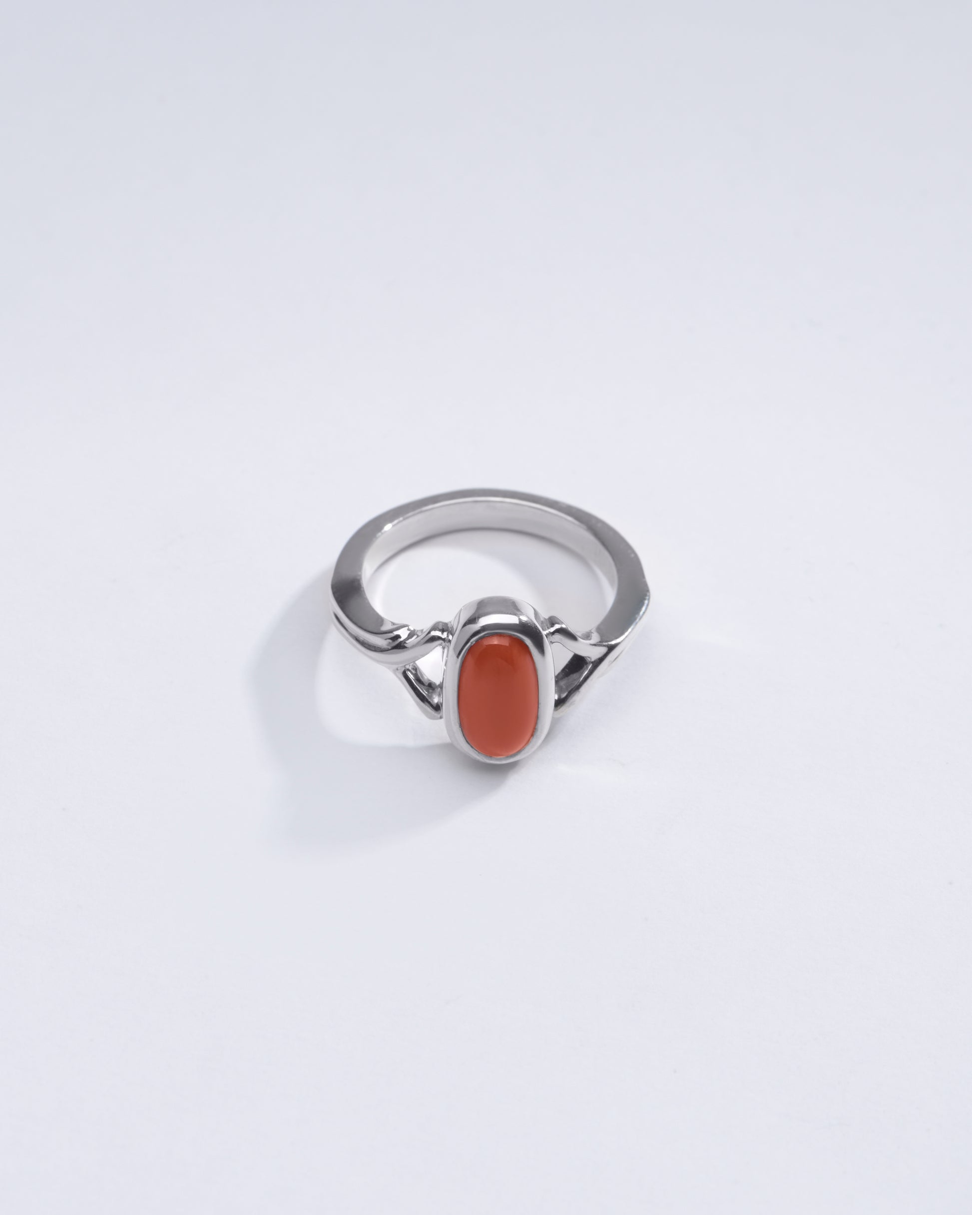 Classic Red Coral (Moonga) Ring in Sterling Silver – #1175 Ov - Myra