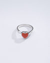 Minimalist Red Coral (Moonga) Ring in 925 Silver - #1136 - Myra
