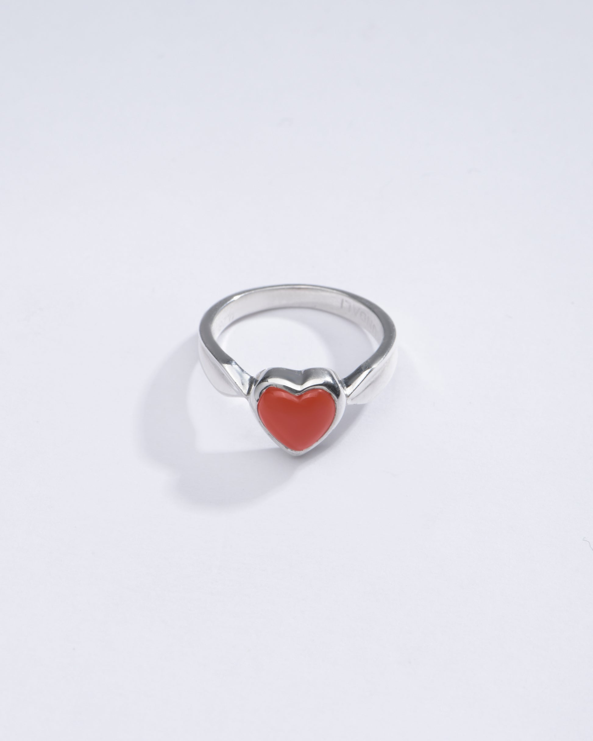 Minimalist Red Coral (Moonga) Ring in 925 Silver - #1136 - Myra