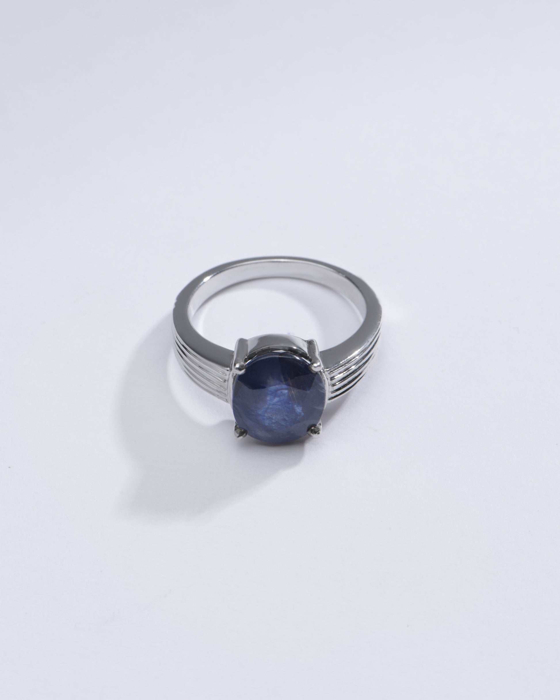 Genuine Blue Sapphire (Neelam) Gemstone Ring in Sterling Silver – #1225N4 - Myra