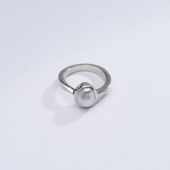 Natural Pearl (Moti) Ring in 925 Silver - #1201 U - Myra