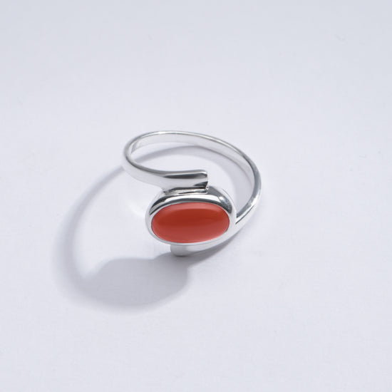 Radiant Red Coral (Moonga) Ring in 925 Silver – #1138 Ov - Myra