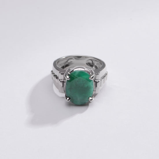 Authentic Emerald (Panna) Ring in Sterling Silver – #1236N4 - Myra