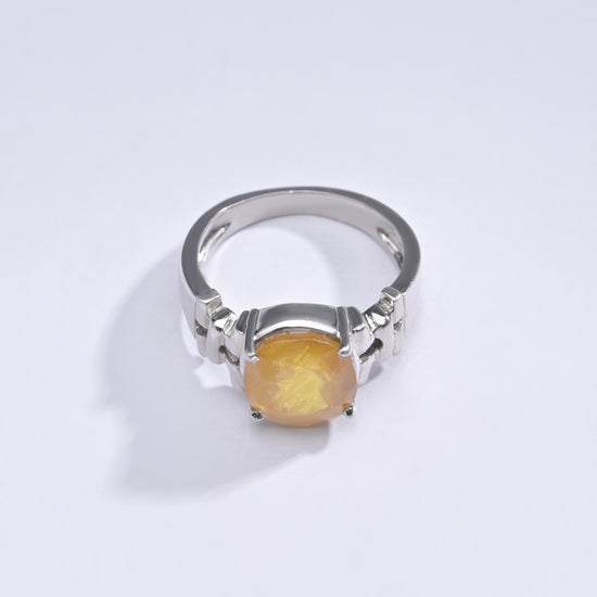 Radiant Yellow Sapphire (Pukhraj) Ring in 925 Silver – #1199N4 - Myra