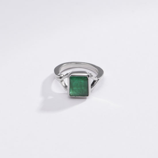 Authentic Emerald (Panna) Ring in Sterling Silver – #1175B Sq - Myra