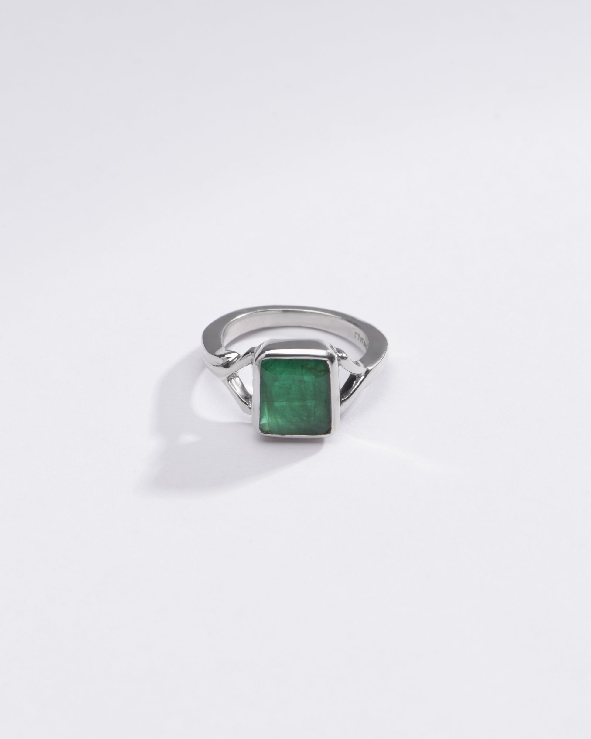 Authentic Emerald (Panna) Ring in Sterling Silver – #1175B Sq - Myra