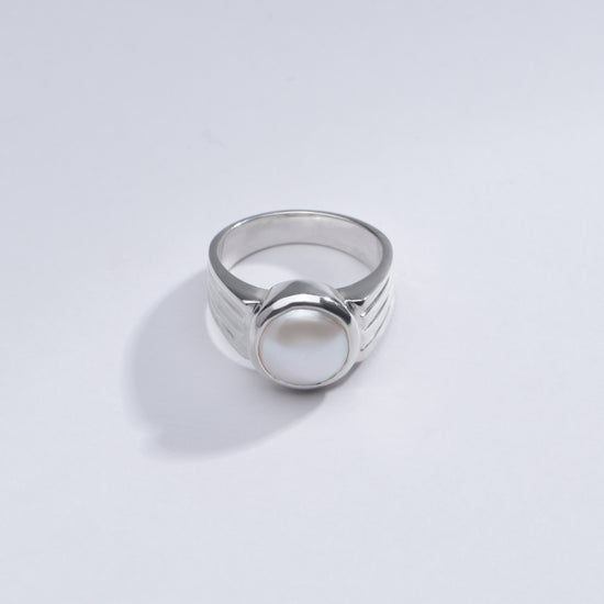 Natural Pearl (Moti) Gemstone Ring in 925 Silver - #1228 R - Myra