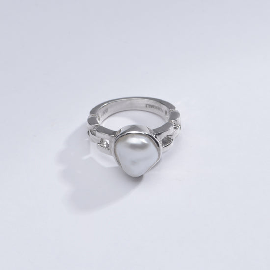 Radiant Pearl (Moti) Ring in 925 Silver - #1245 U - Myra