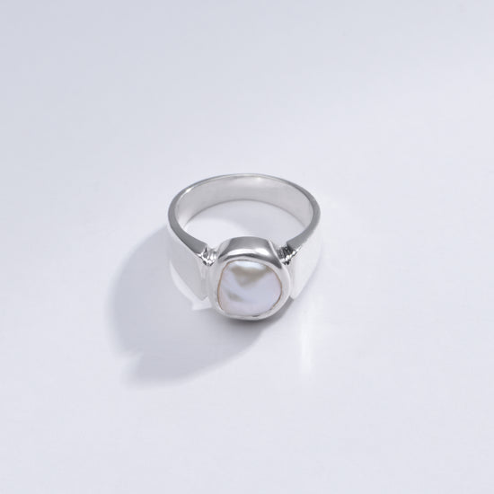 Genuine Pearl (Moti) Gemstone Ring in 925 Sterling Silver - #1224 U - Myra