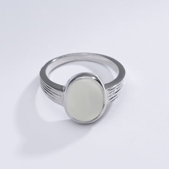 Radiant Opal (Doodhiya) Gemstone Ring in Sterling Silver – #1225B - Myra