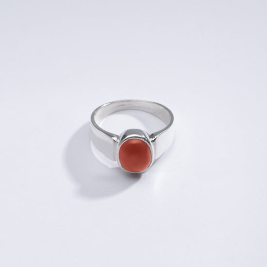 Elegant Red Coral (Moonga) Ring in 925 Silver – #1224 - Myra