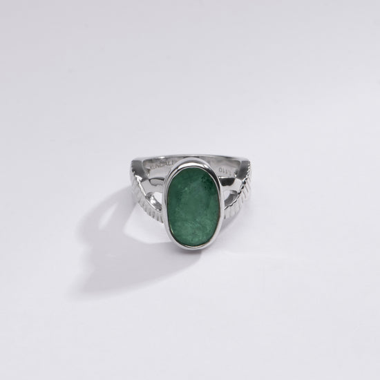 Green emerald ring for men