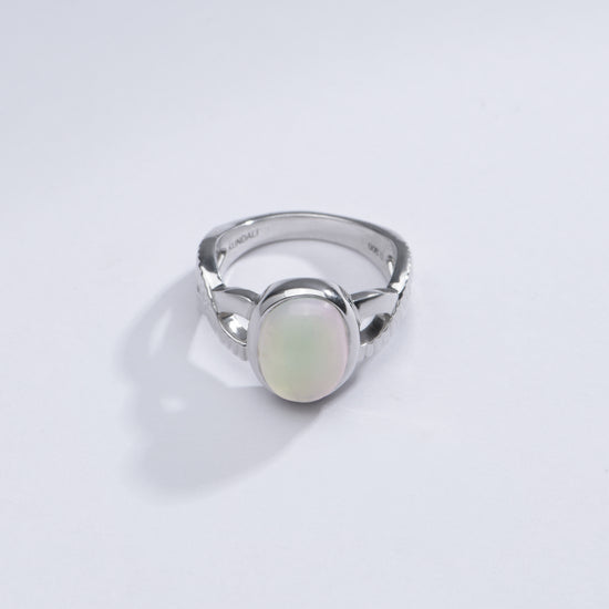 Minimalist Opal (Doodhiya) Ring in Sterling Silver – #1104B - Myra
