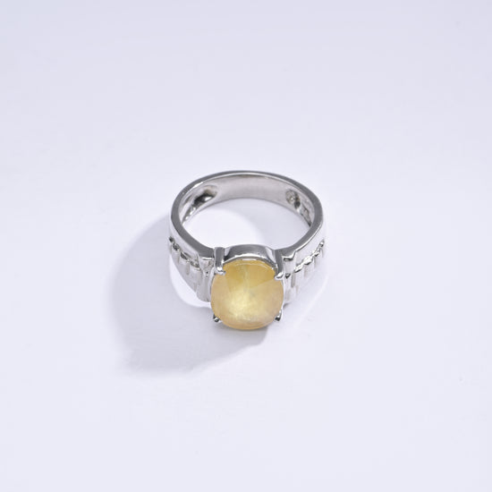 Authentic Yellow Sapphire (Pukhraj) Ring in Sterling Silver – #1236N4 - Myra
