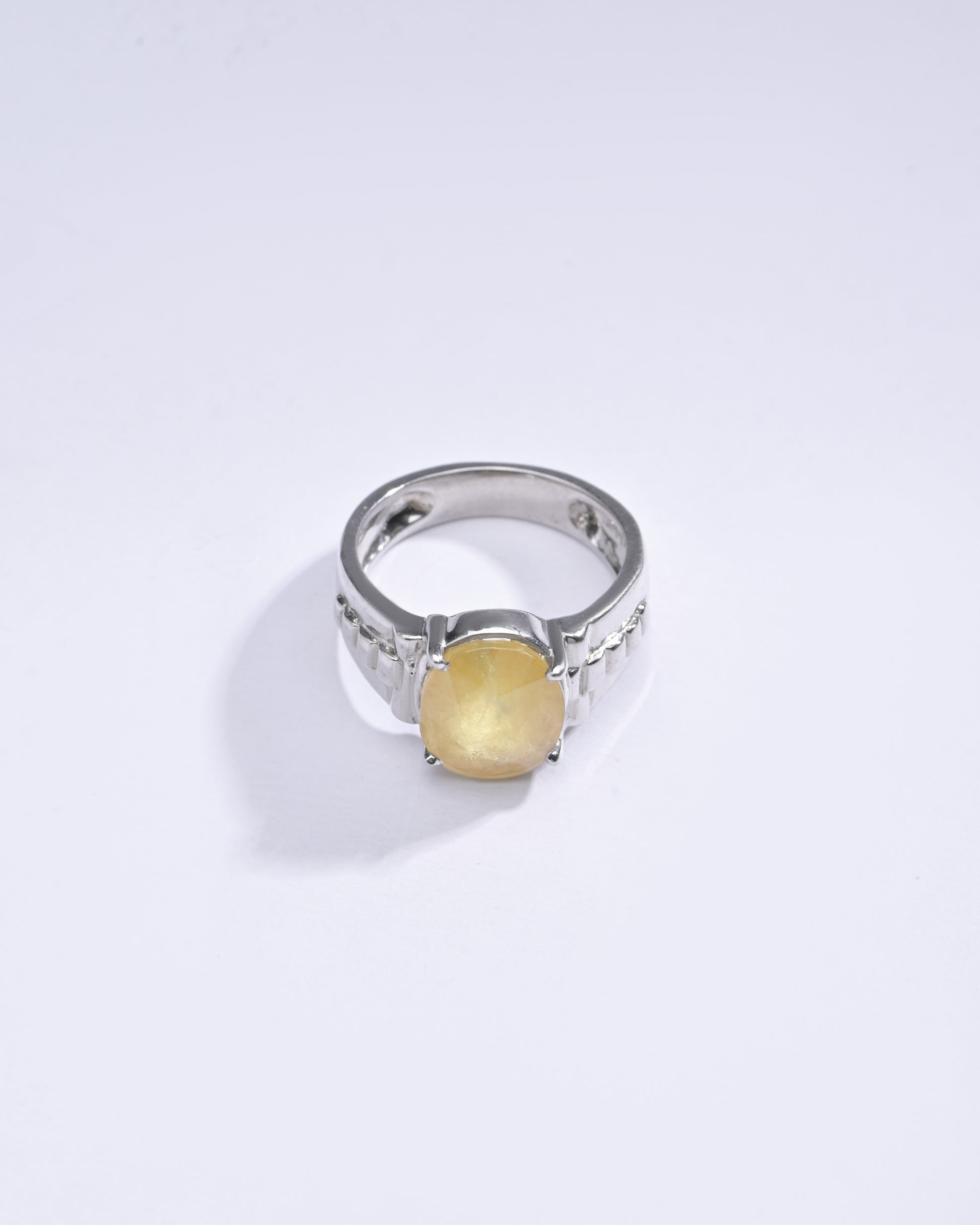 Authentic Yellow Sapphire (Pukhraj) Ring in Sterling Silver – #1236N4 - Myra