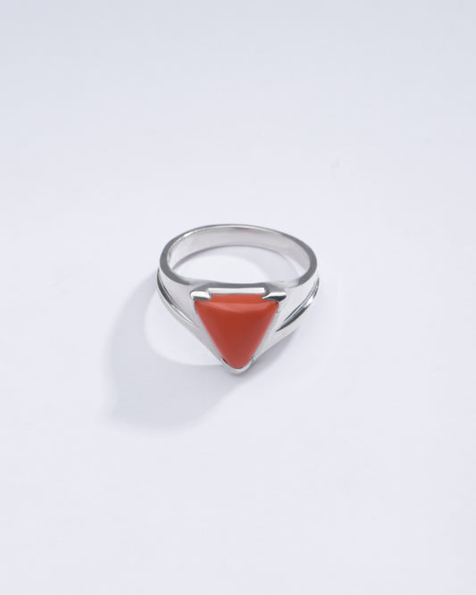 Bold Red Coral (Moonga) Ring in Silver - #1197N3 Tr - Myra