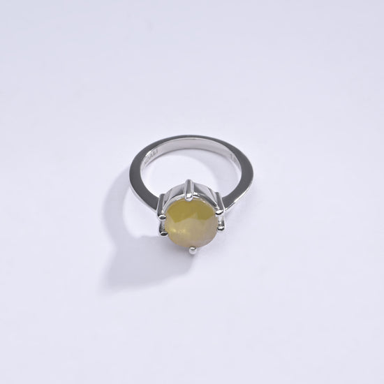 Authentic Yellow Sapphire (Pukhraj) Ring in Sterling Silver – #1218N6 - Myra