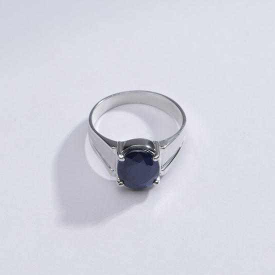 Authentic Blue Sapphire (Neelam) Ring in 925 Silver – #1111N4 - Myra