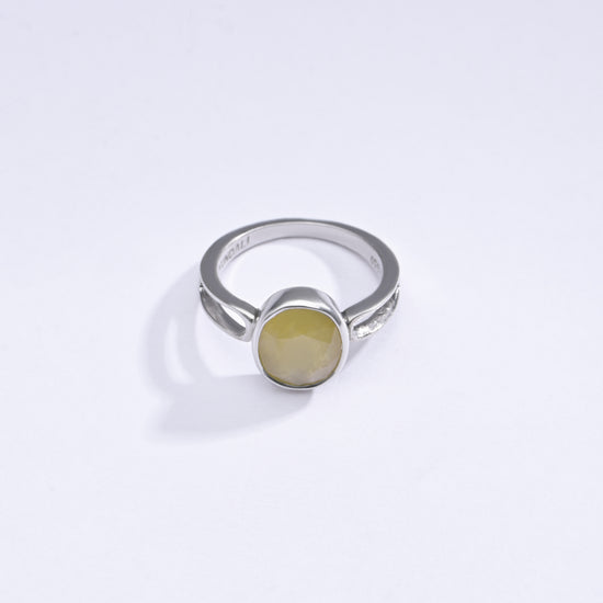 Radiant Yellow Sapphire (Pukhraj) Ring in Sterling Silver – #1112B - Myra