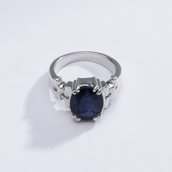 Royal Blue Sapphire (Neelam) Ring in 925 Silver – #1199N8 - Myra