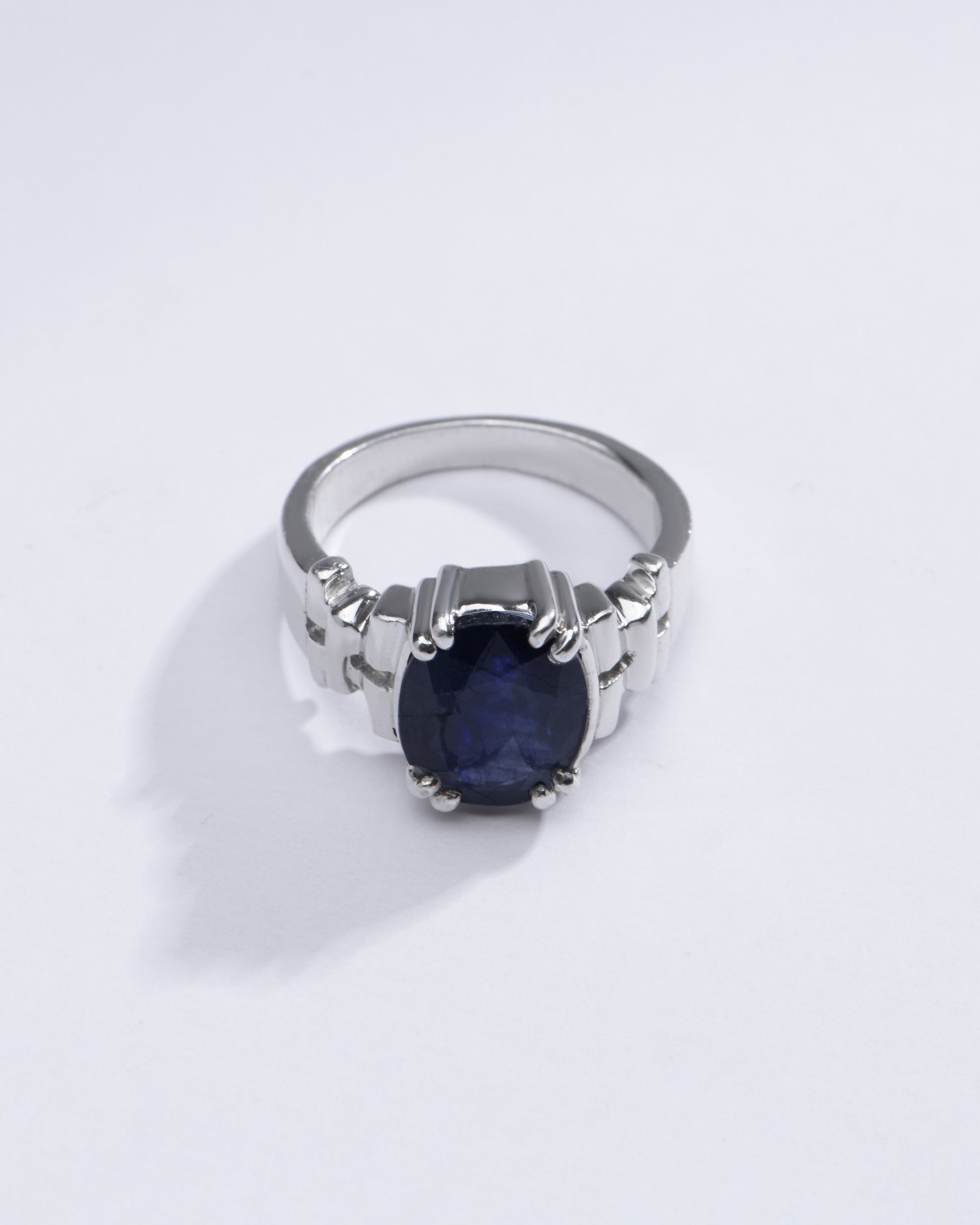 Royal Blue Sapphire (Neelam) Ring in 925 Silver – #1199N8 - Myra