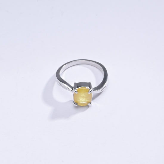 Radiant Yellow Sapphire (Pukhraj) Ring in Sterling Silver – #1201N4 - Myra