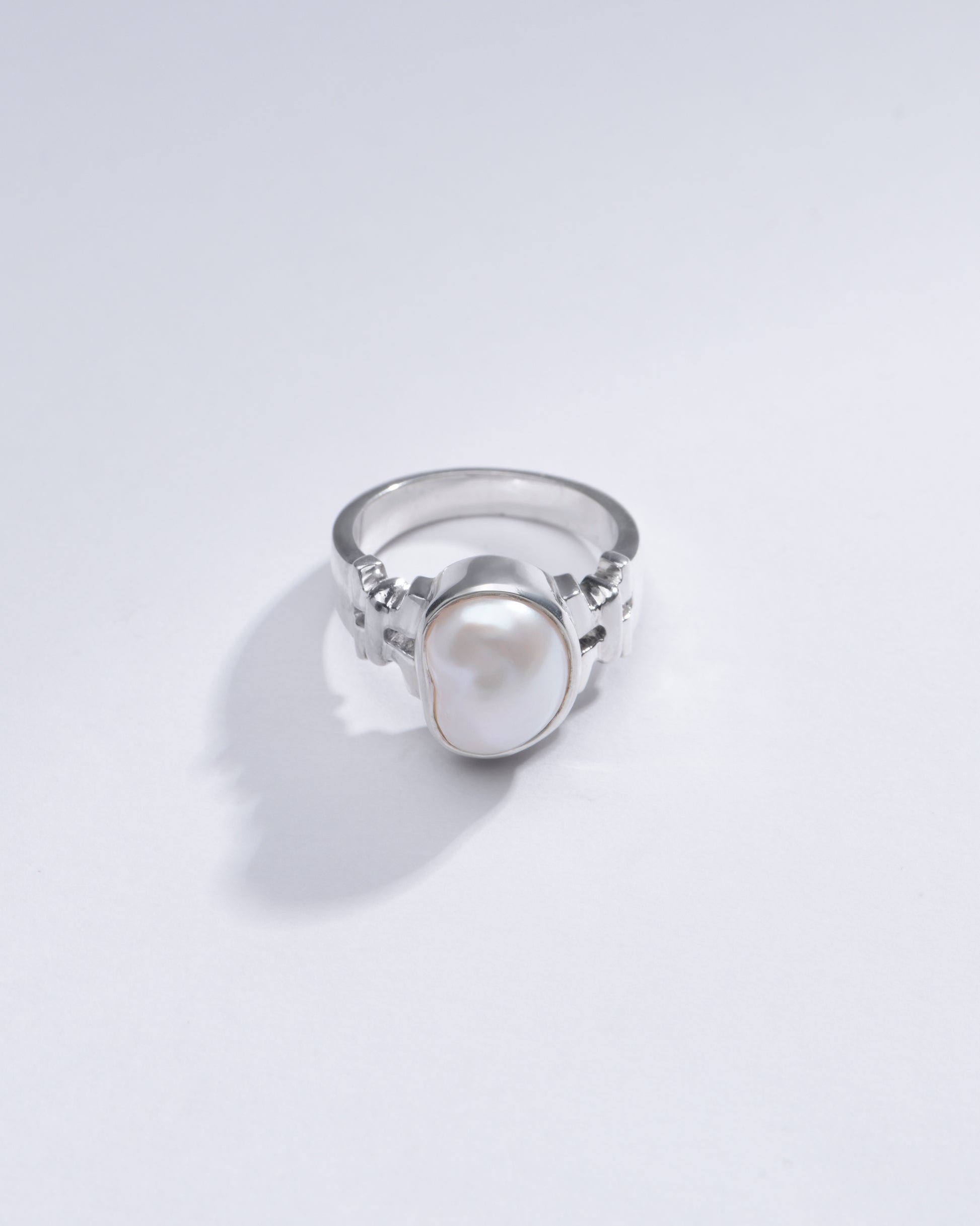 Elegant Pearl (Moti) Gemstone Ring in 925 Sterling Silver - #1199 U - Myra