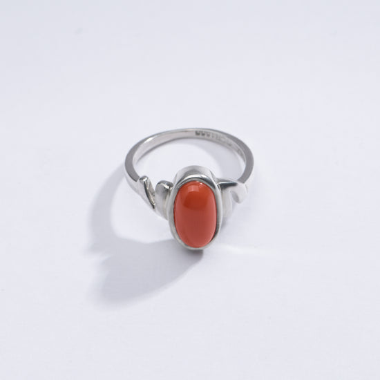Radiant Red Coral (Moonga) Ring in 925 Silver – #1196 Ov - Myra
