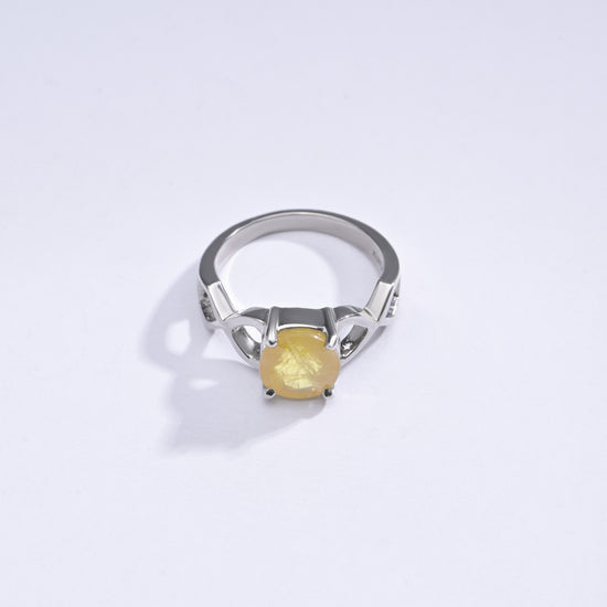 Unisex Yellow Sapphire (Pukhraj) Ring in 925 Silver – #1105N4 - Myra